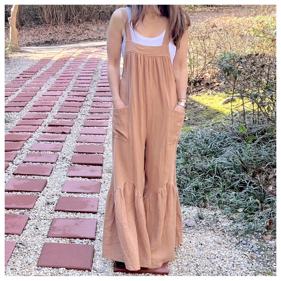 08 Boho -Cotton gauze solid fabric Wide leg
Jumpsuit - Picture 4 of 8